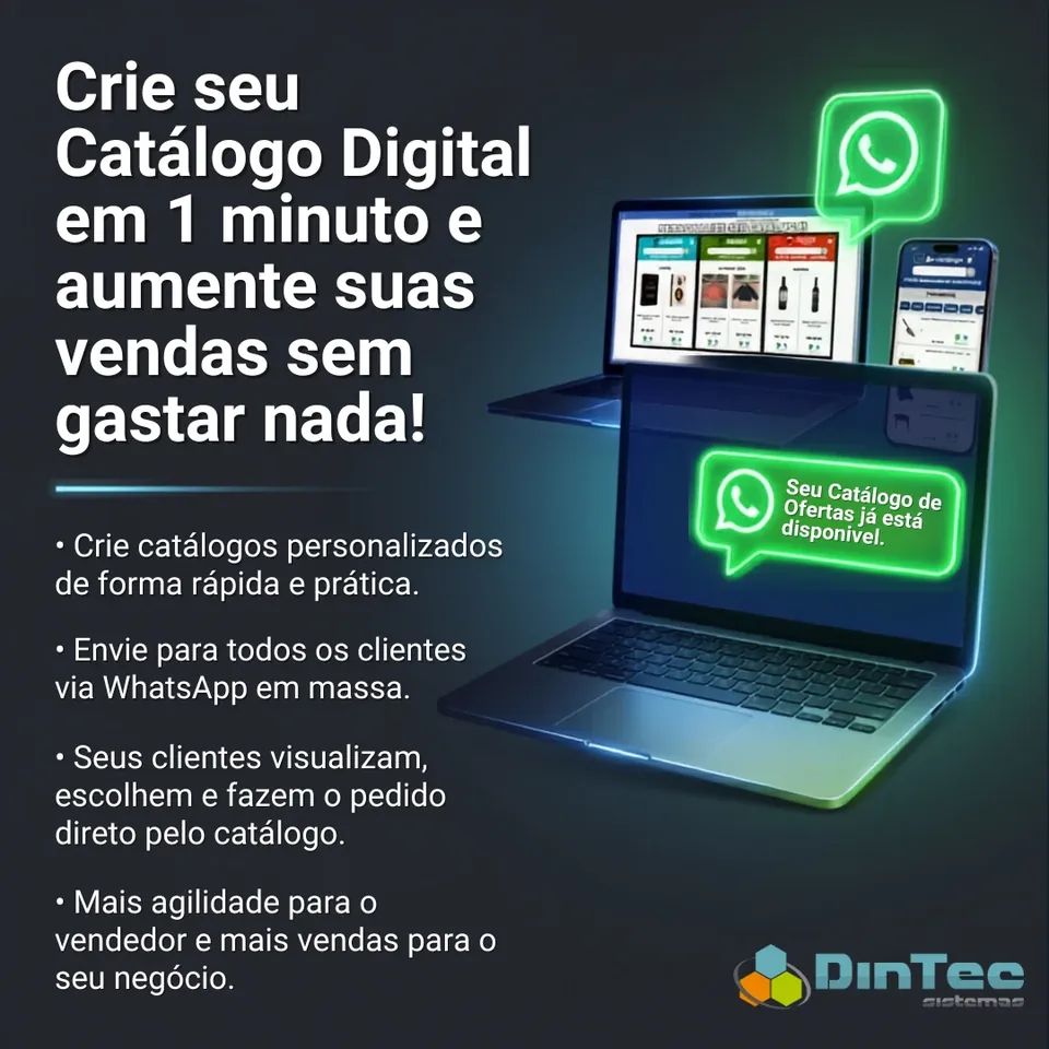 Catálogo digital em 1 minuto, enviado pelo WhatsApp