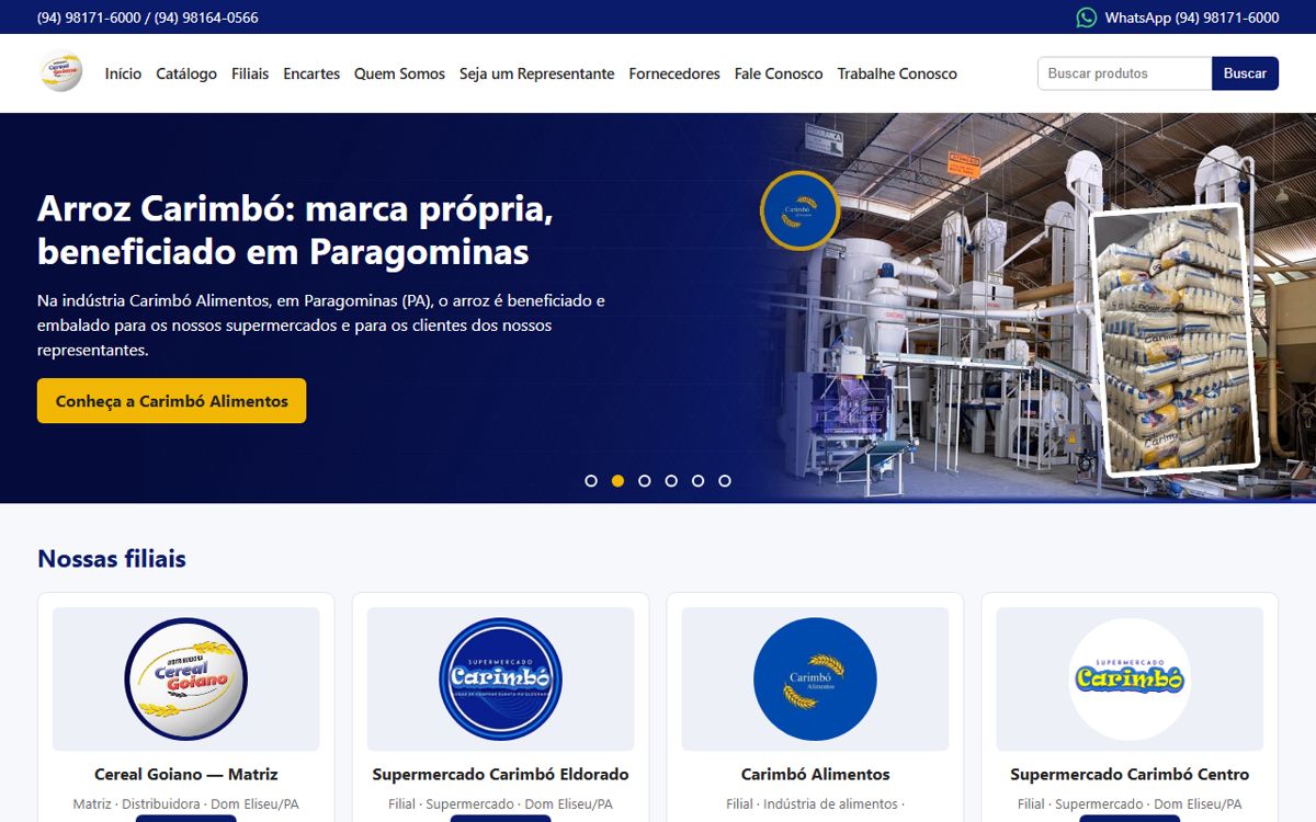Site institucional e comercial - Grupo Cereal Goiano